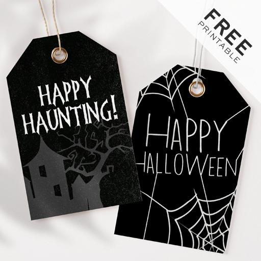 black halloween printable gift tags