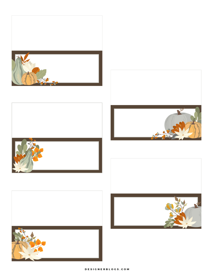 Blank Free Printable Thanksgiving Place Cards