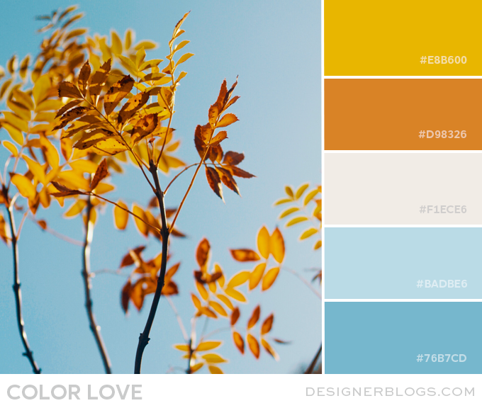 Orange & Sky Blue Color Palette and Inspirations | DesignerBlogs.com