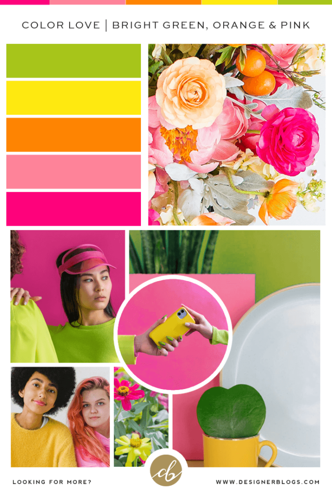 Color Love  Bright Green, Yellow, Orange & Pink - Designer Blogs